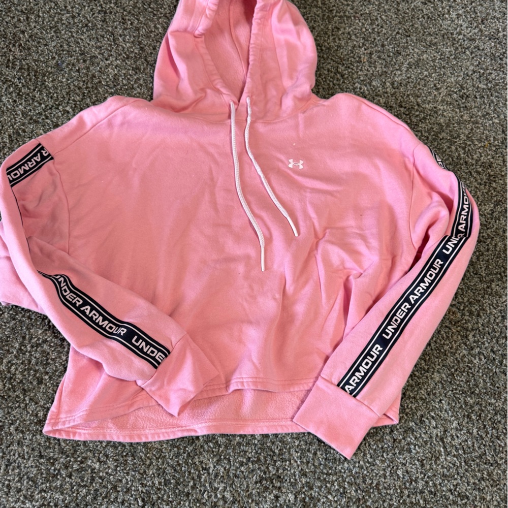 Under Armour Women's Pink Hoodie with Logo Sleeves